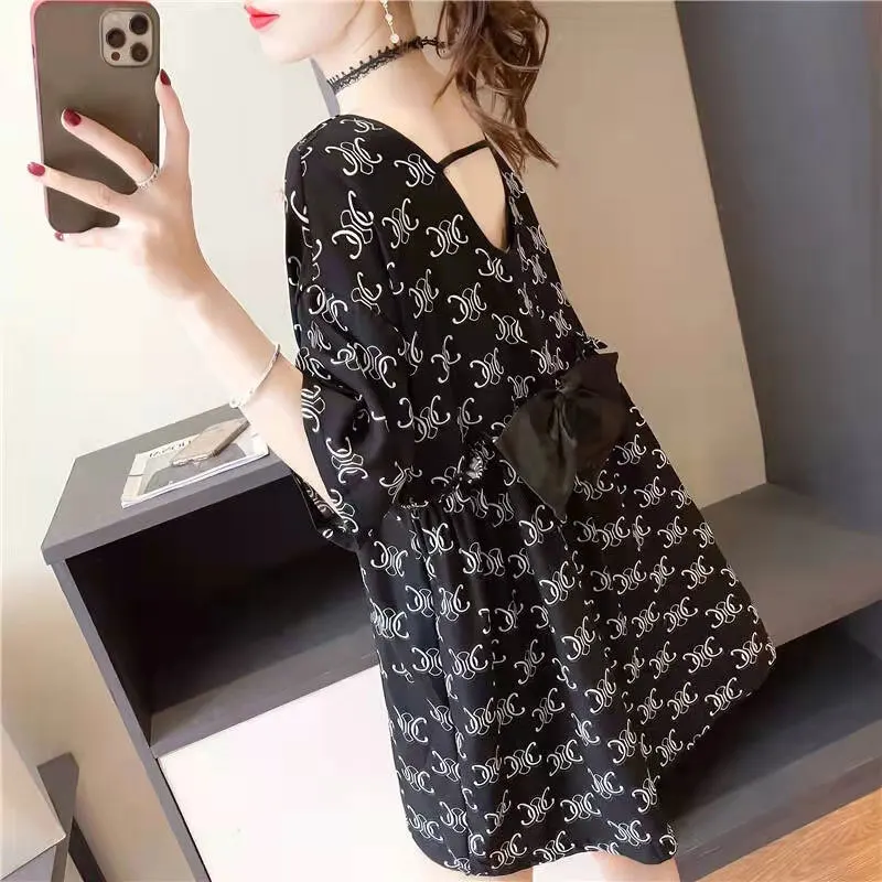 Women Print  T Shirt 2024 Summer Lady Long Sleeve Hollow Out Sexy Streetwear Harajuku Top