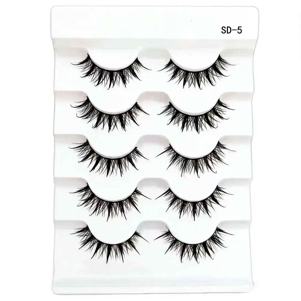 Faux-cils 3D en faux vison, 5 paires, doux et moelleux, faits à la main, optique, longs, thaïlandais, outils de maquillage pour les yeux