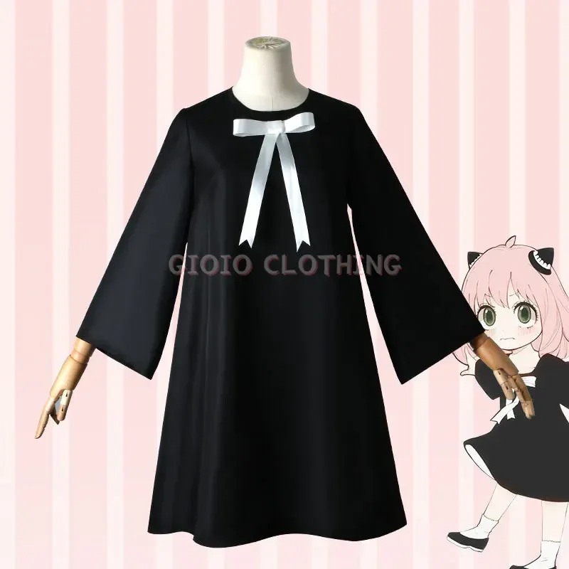 Anya Forger Cosplay Kids Childrens Girls Costume Anime Spy Family Black Dress Suit Outfit Uniform