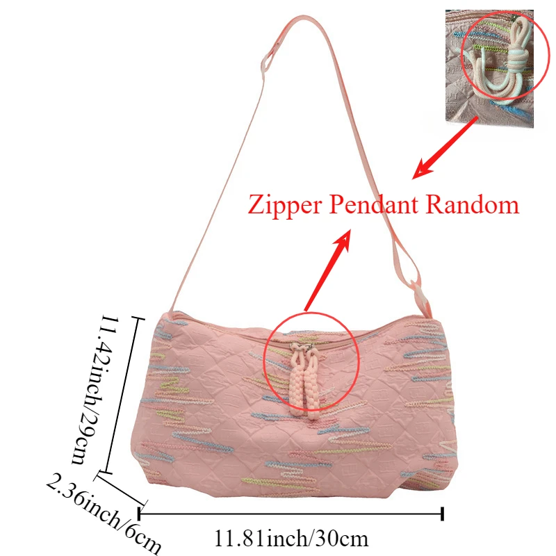 Versatile Casual Daily Commuting Shoulder Bag, Fashionable and Simple Large Capacity Embroidered Thread Diagonal Cross Tote Bag