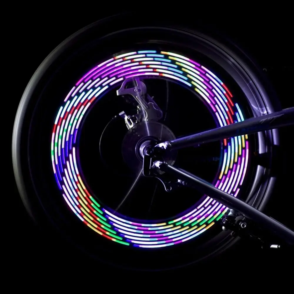 30 Patterns Bike Wheel Light Photosensitive Switch 4 Seconds/Change Spoke Light Easy Installation Colorful Wheel Tire Light