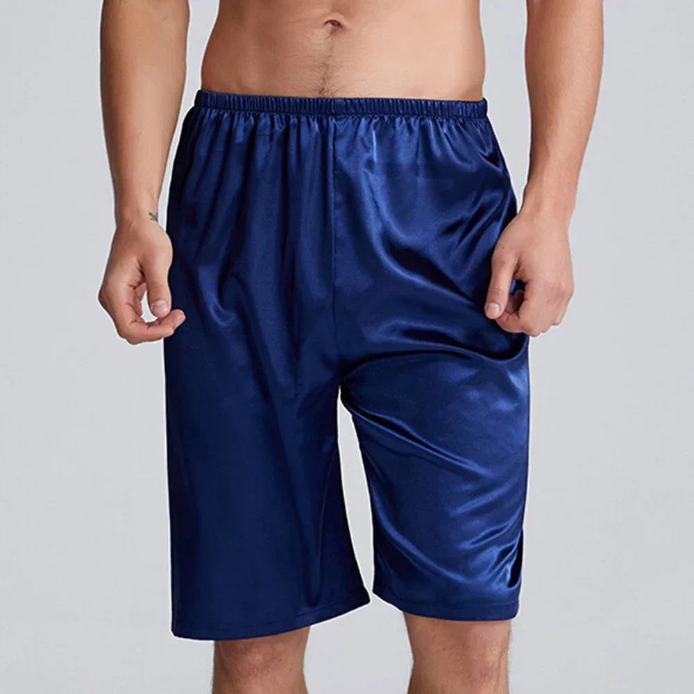 Casa masculina pijamas de cetim de seda shorts pijamas bottoms pijamas confortáveis calças 5 cores