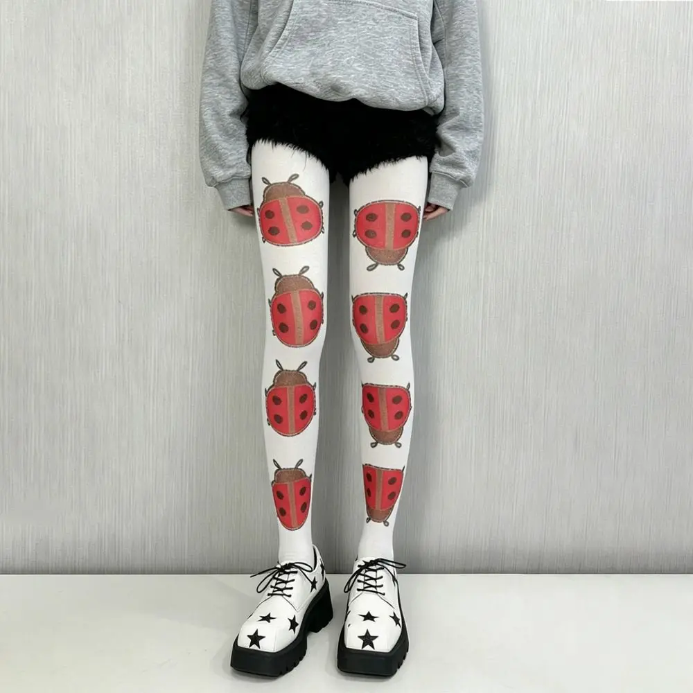 Y2K Velvet Pantyhose Plus size Footed Design Women Printed Tights Medium Thickness Polyamide Fabric Footed Tights Daily Matching