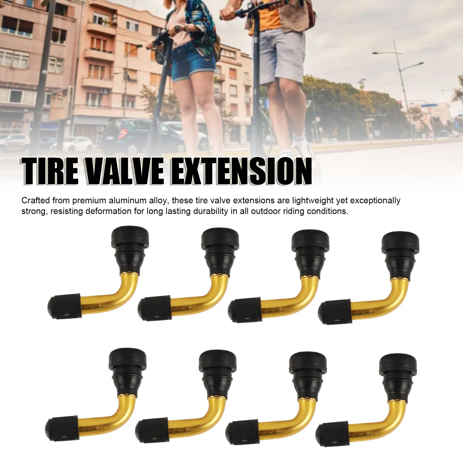8 قطعة جذع صمام موسع 40 درجة سبائك الألومنيوم بزاوية صمام الإطارات تمديد سهلة الاستخدام لإطارات سكوتر كهربائي فراغ #1