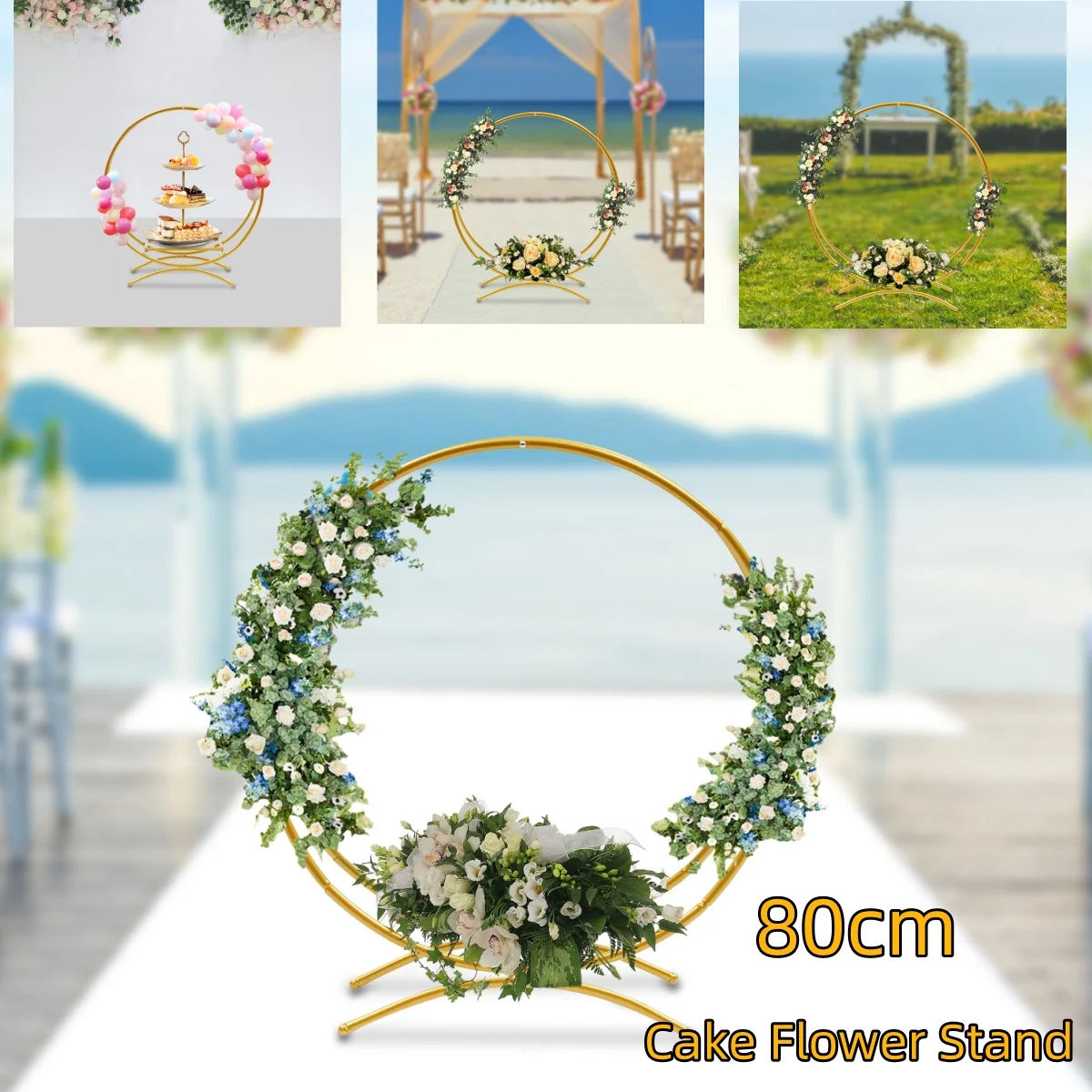 Wedding Ceremony Arch Cake Flower Stand Floral Hoop Decorations Supplies Event Party for Garden Wedding Birthday