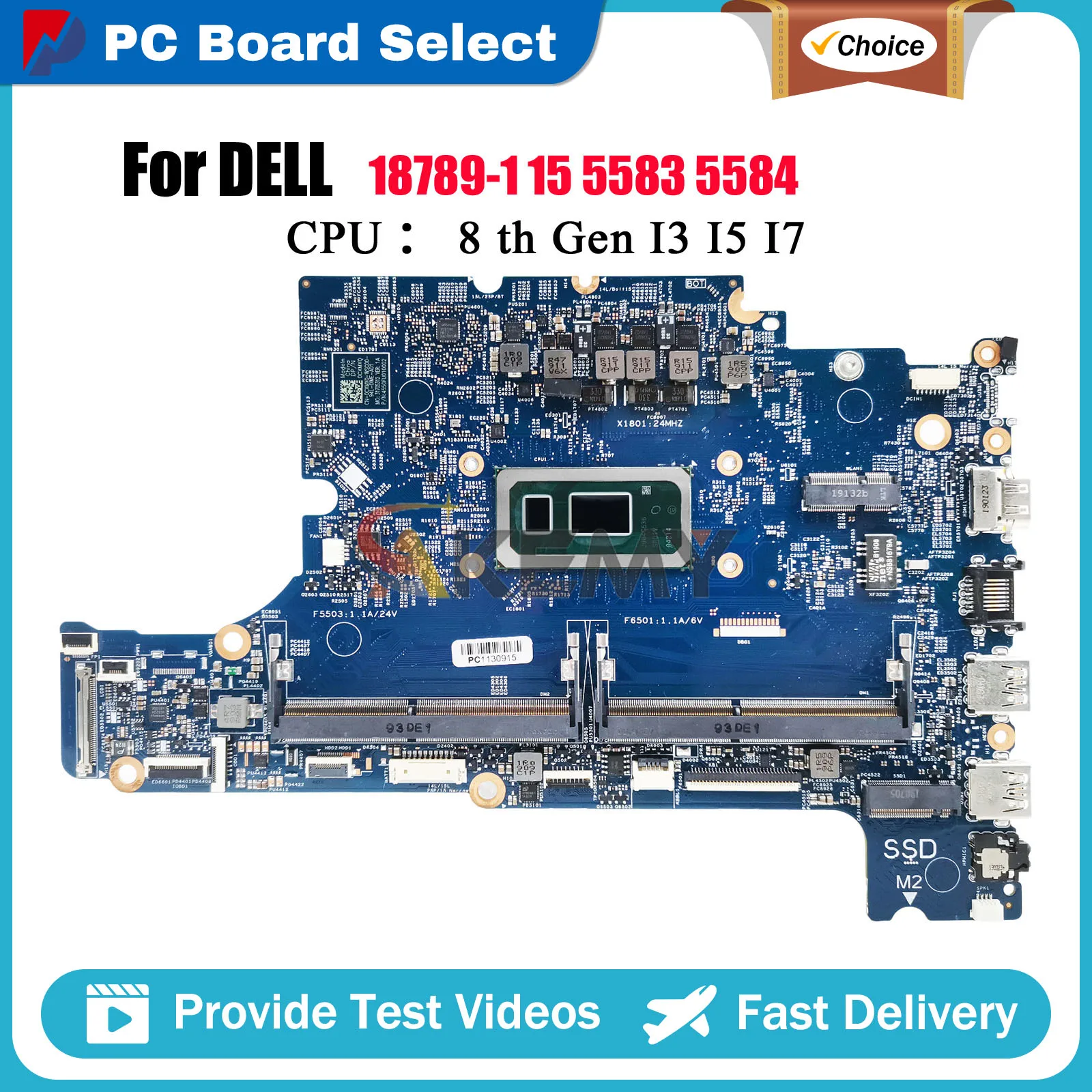 

Laptop Motherboard For Dell Inspiron 15 5584 18789-1 with i5 i7 CPU CN-0F62D6 0F62D6 100% Tested OK