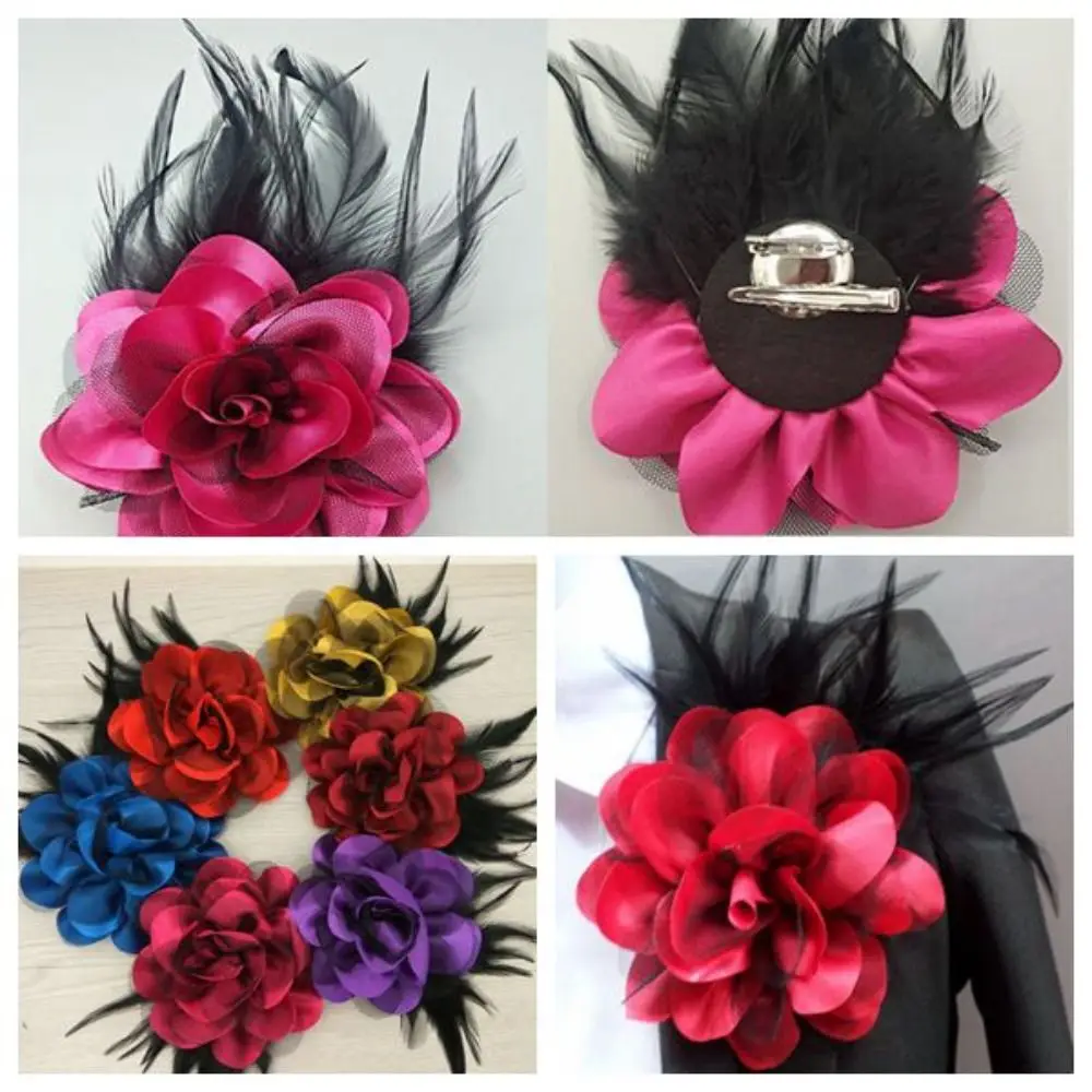 Fabric Handmade Accessories Large Flower Brooch Jewelry Badge Accessories Solid Color Corsage Wedding Party Decor