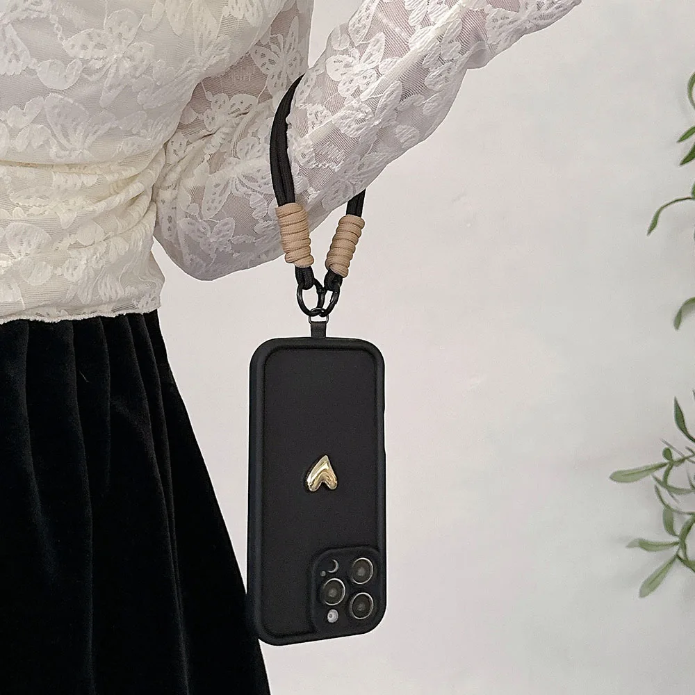 Para oppo a59 a58 a57 a56 a55 5g a54 4g a53 a52 a31 a32 a8 a5 a9 2020 a53s a54s a57s com alça de cordão coração capa de telefone macia