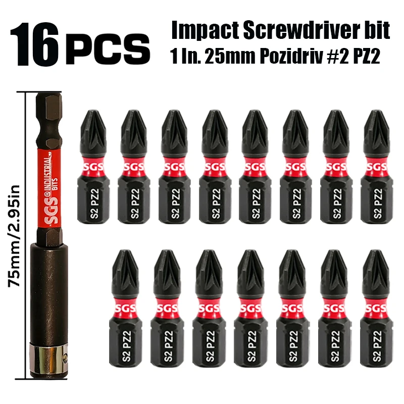 S2 Legierungsstahl Pz2 Pozidriv Bit 1 Zoll 25mm Schlagfester Elektroschrauber-Bit-Satz mit Magnetischem Hochdrehmoment-Rutschfestem Schraubendreherkopf – Detail 4