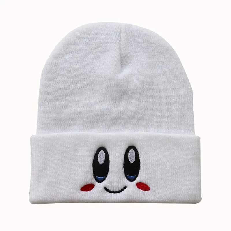 Knitted Beanies Hats Cartoon Cute Smiling Face Embroidery  for Autumn Winter Men  Warm Melon Cap Street Head  Women Hat