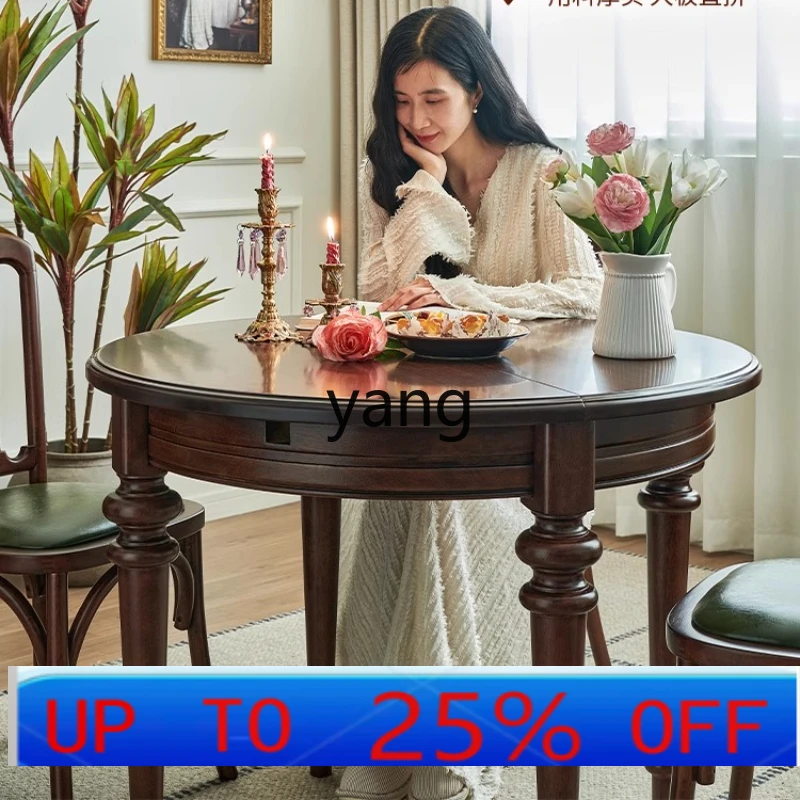 

Lmm solid wood round table oval folding home dining room round retractable eating table