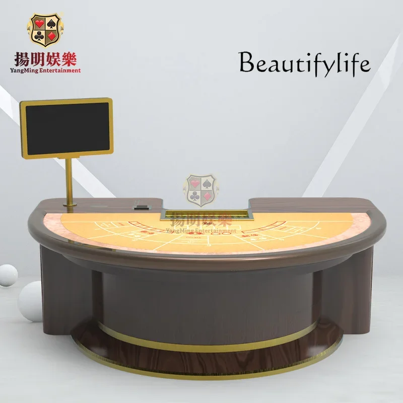 A Luxury Custom Semi-round Baccarat Table Blackjack Entertainment Table Custom Venue