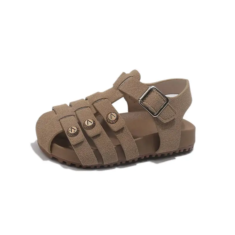 

Children Sandals Hollow-out Cover Toe Classic Suede Kids Sliders Flat Summer Solid Color Leisure Unisex Boys Girls Shoes