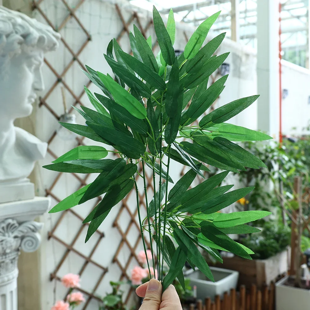 40CM Artificial Bamboo Leaves Simulation Silk Plant Fake Green Lifelike Branches Home Garden Landscaping Office Decoration