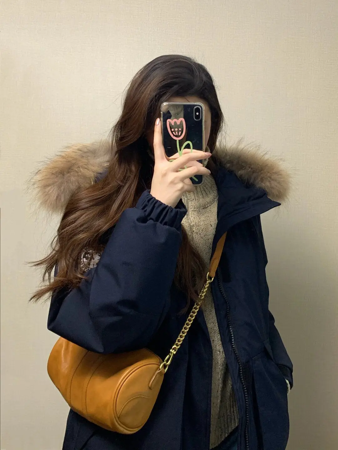 

Thiened American Sle Workwear down Jaet Women's Winter Warm Coat with Large Fur Collar Hooded Open Cardigan Cotton Clothes