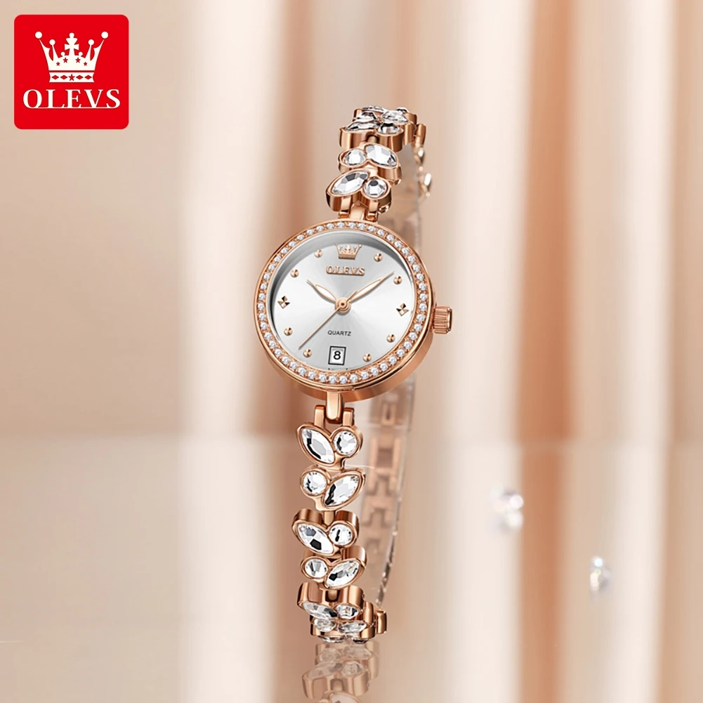 OLEVS 5679 Women Watch Fully Diamond Luxury Watch Stainless Steel Waterproof Quartz Women's Watch