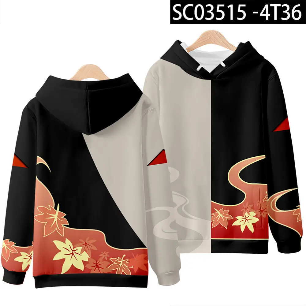 Genshin-Sudadera con capucha para hombre y mujer, prenda deportiva informal con cremallera y estampado 3D de Game Genshin Impact para Cosplay de Kaedehara Kazuha