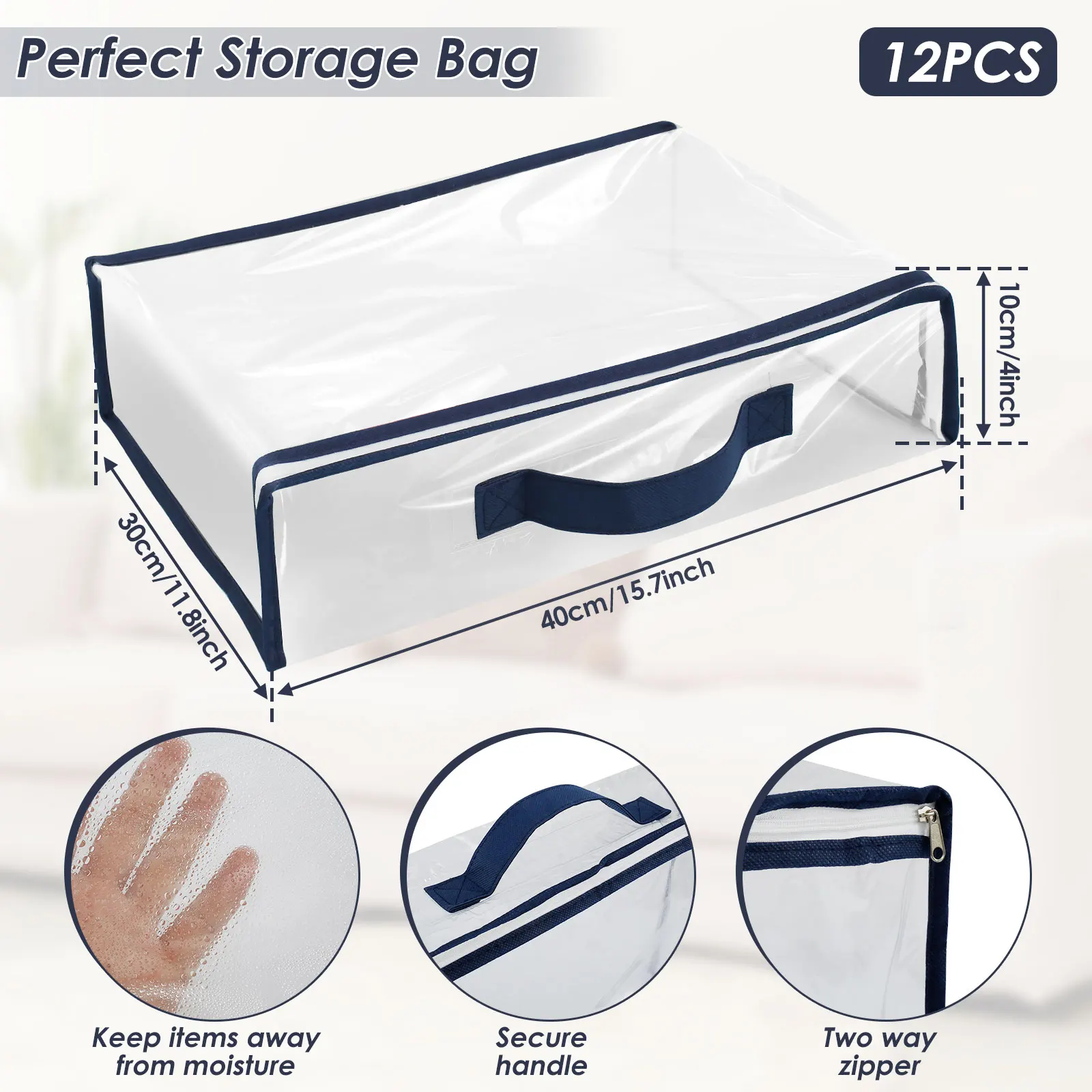 6/12Pcs Bed Sheet Storage Bags PVC Waterproof Clothes Blankets Packing Box Waterproof Dustproof Clear Zippered Pillow Bedding view 6