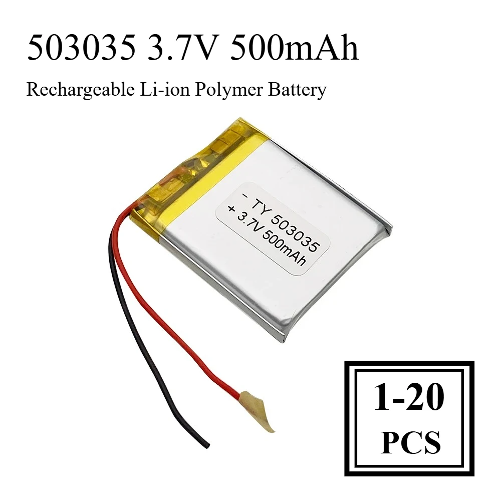 

503035 3.7V 500mAh Long-lasting Rechargeable Li-ion Polymer Battery for Earphone DVD Navigation GPS Medical Equipment Coal Miner