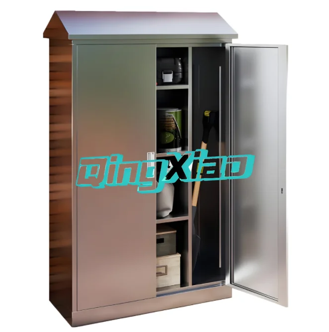

304 Stainless Steel Outdoor Storage Cabinet Waterproof Garden Tool Organizer Cabinet For Patio Backyard Balcony Use Rustproof