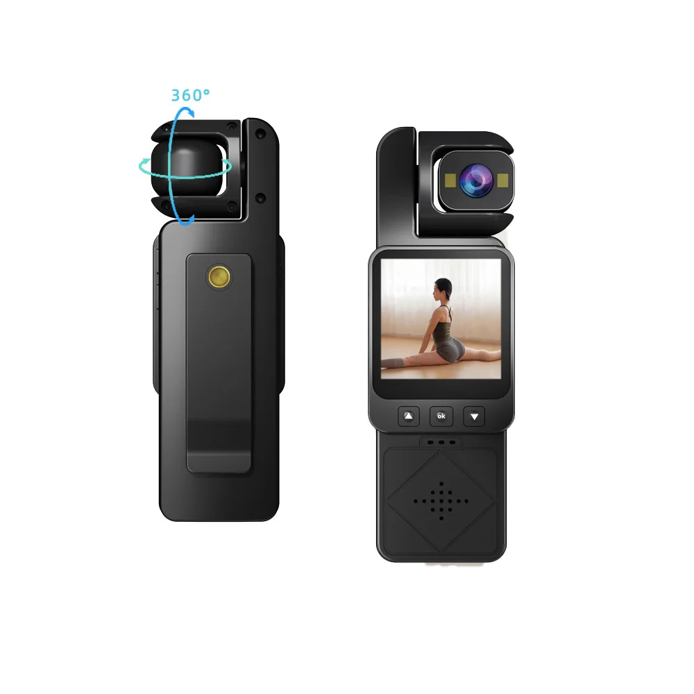 1080P HD كاميرات الحركة الصغيرة WIFI IP65 مقاومة للماء 360 °   عدسة دوارة رياضية مضادة للاهتزاز، مسجل فيديو لركوب الدراجات على الصدر