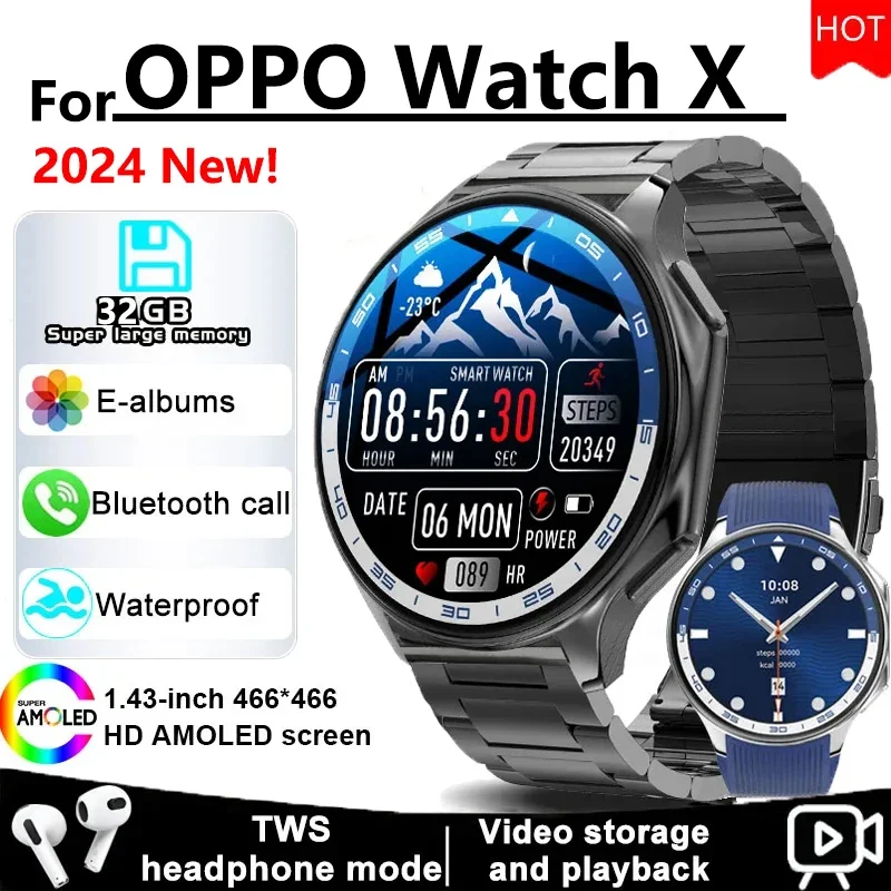 

2024 men's new Watch X smartwatch 5.3 Bluetooth call IP68 waterproof 1.43-inch AMOLED high-definition round screen smartwatch