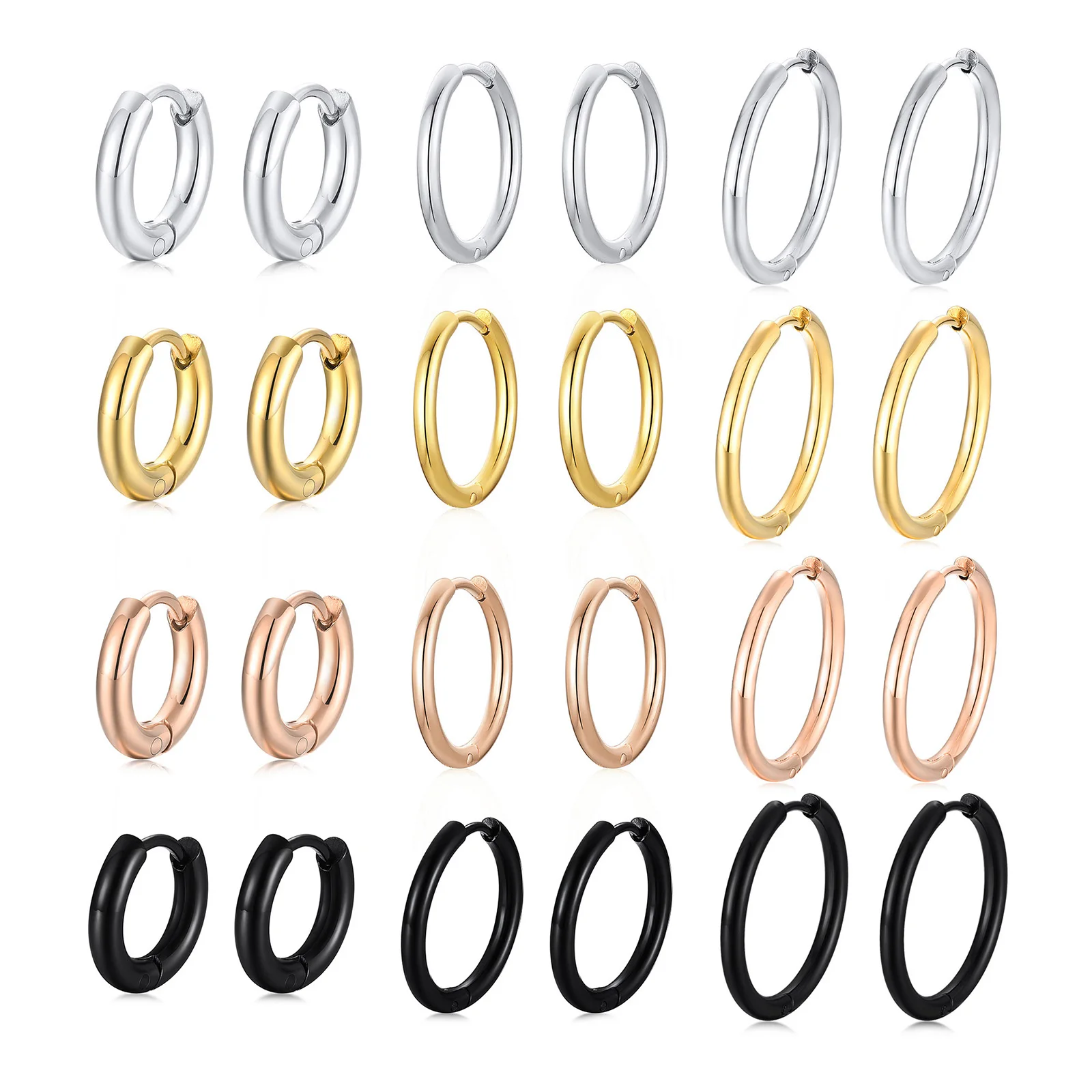 Smooth Thick Hoop Earrings For Women Men, Stainless Steel Golden Circle Hoops, Danity Ear Jewelry 11mm/20mm/25mm Unisex Jewelry