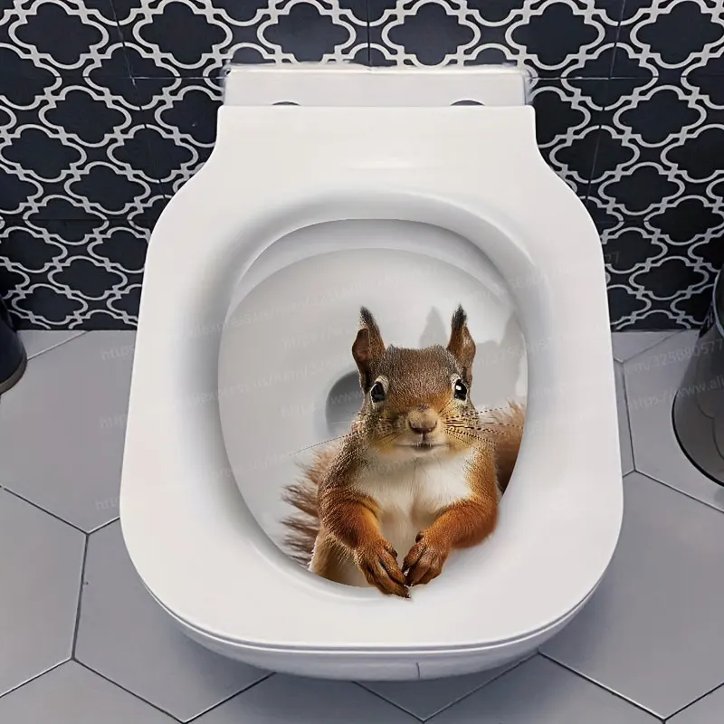

Funny Squirrel Toilet Stickers, Home Decoration Wall Stickers, Bathroom Stickers Waterproof Vinyl Decal M762