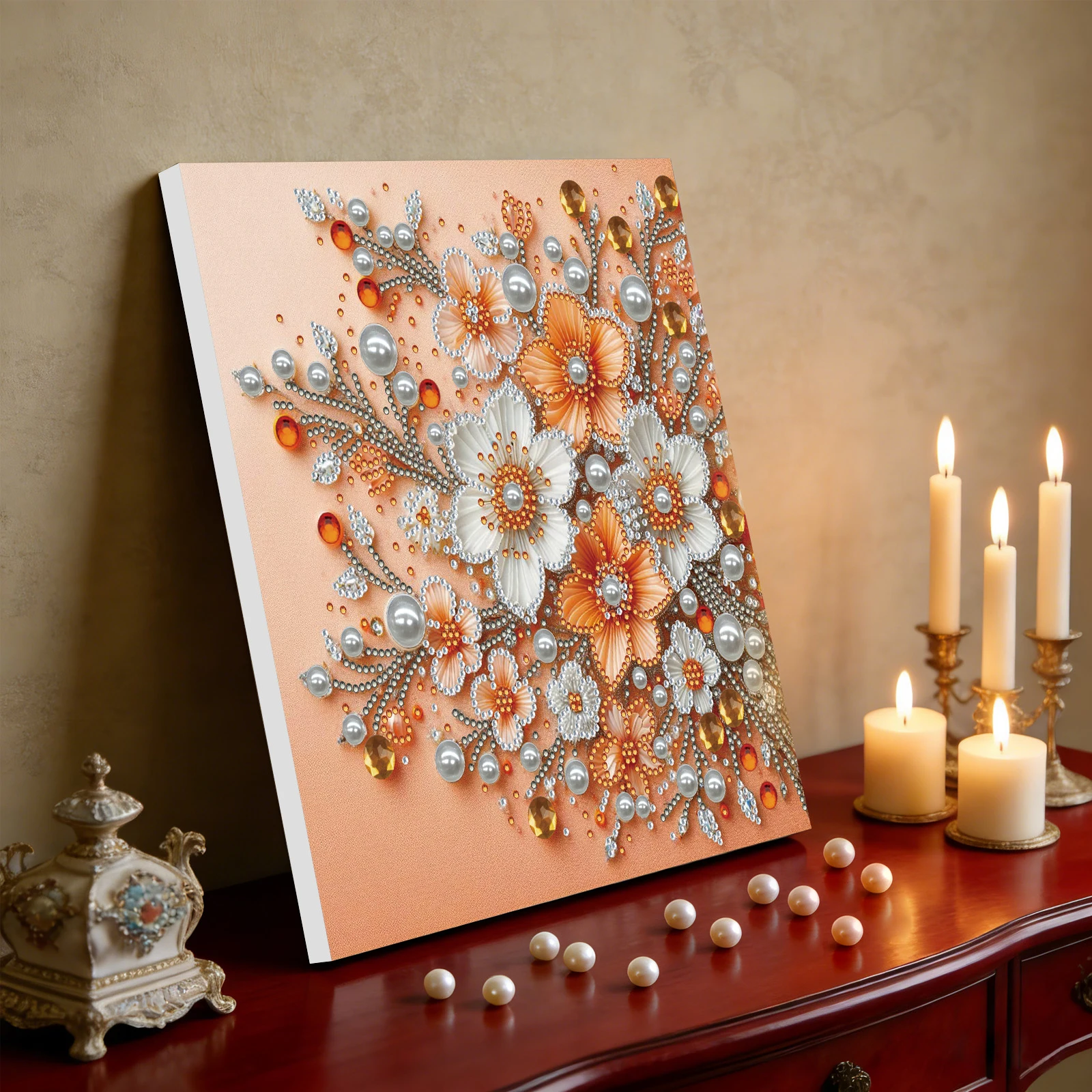 DIY Kunsthandwerk Perlen-Diamantmalerei mit Rahmen 25x25cm Diamantkunst Perlenmalerei-Set für Erwachsene & Anfänger Heimwanddekoration