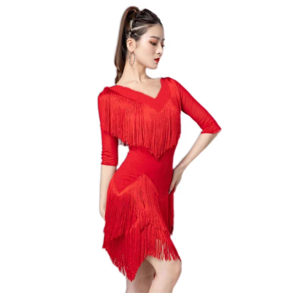 Women Fringe Halter Neck Dress Roaring Flapper Gatsby Latin Dance suit Skirt Sexy Sparkly Sequins Bodycon Dress