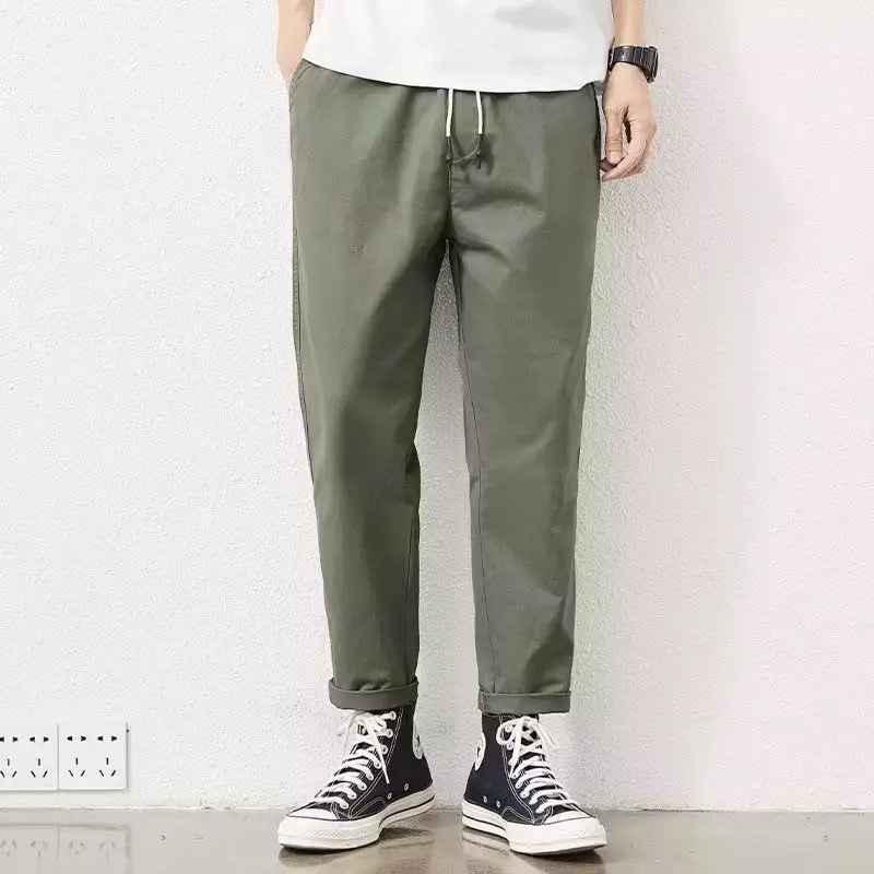 2025 New Spring and Autumn Work Clothes Straight Loose Hammer-shaped Pure Cotton Casual Pants for Men