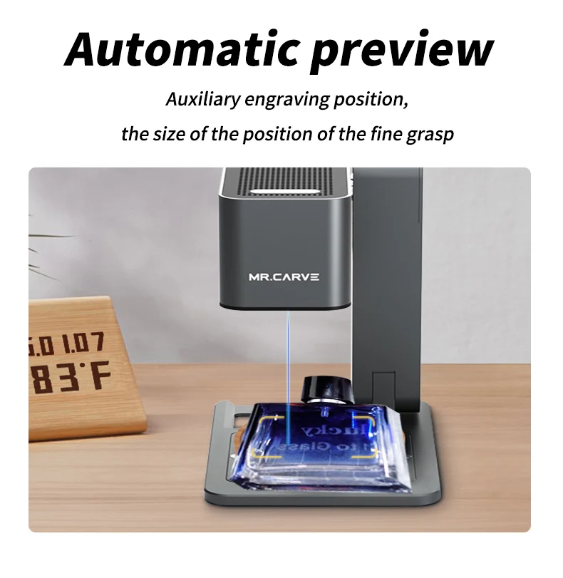 MR.CARVE C1 5w 휴대용 80*80mm CNC 레이저 조각기 나뭇잎 목재 향수병 금속 가죽 레이저 미니 마킹기
