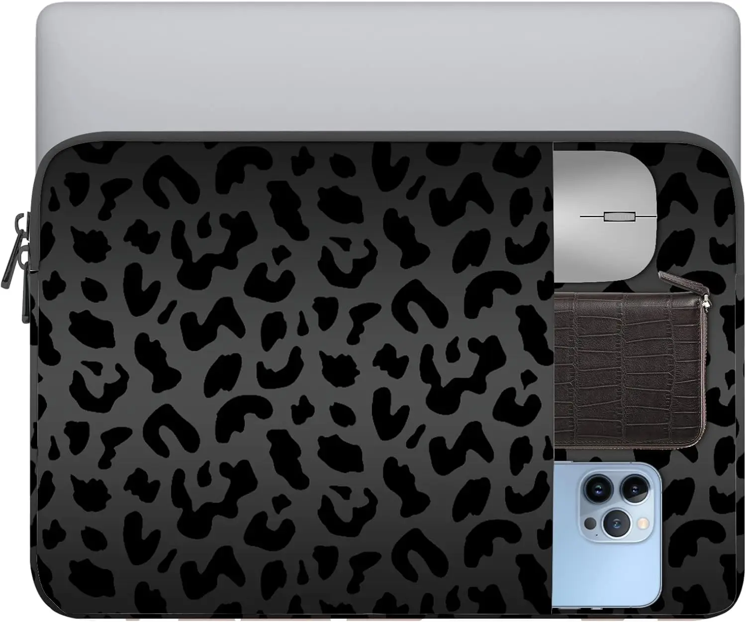 

Laptop Sleeve Bag 15.6-16 inch Compatible with MacBook Air 15 M2 2023, Pro M2 A2780, Chromebook, HP Notebook Black Leopard