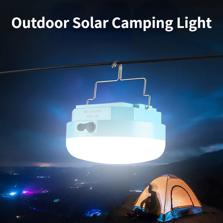 Solar Camping Lantern USB Rechargeable Hanging Tent Light Emergency Work Lamp with Magnet Outdoor Waterproof Portable Flashlight