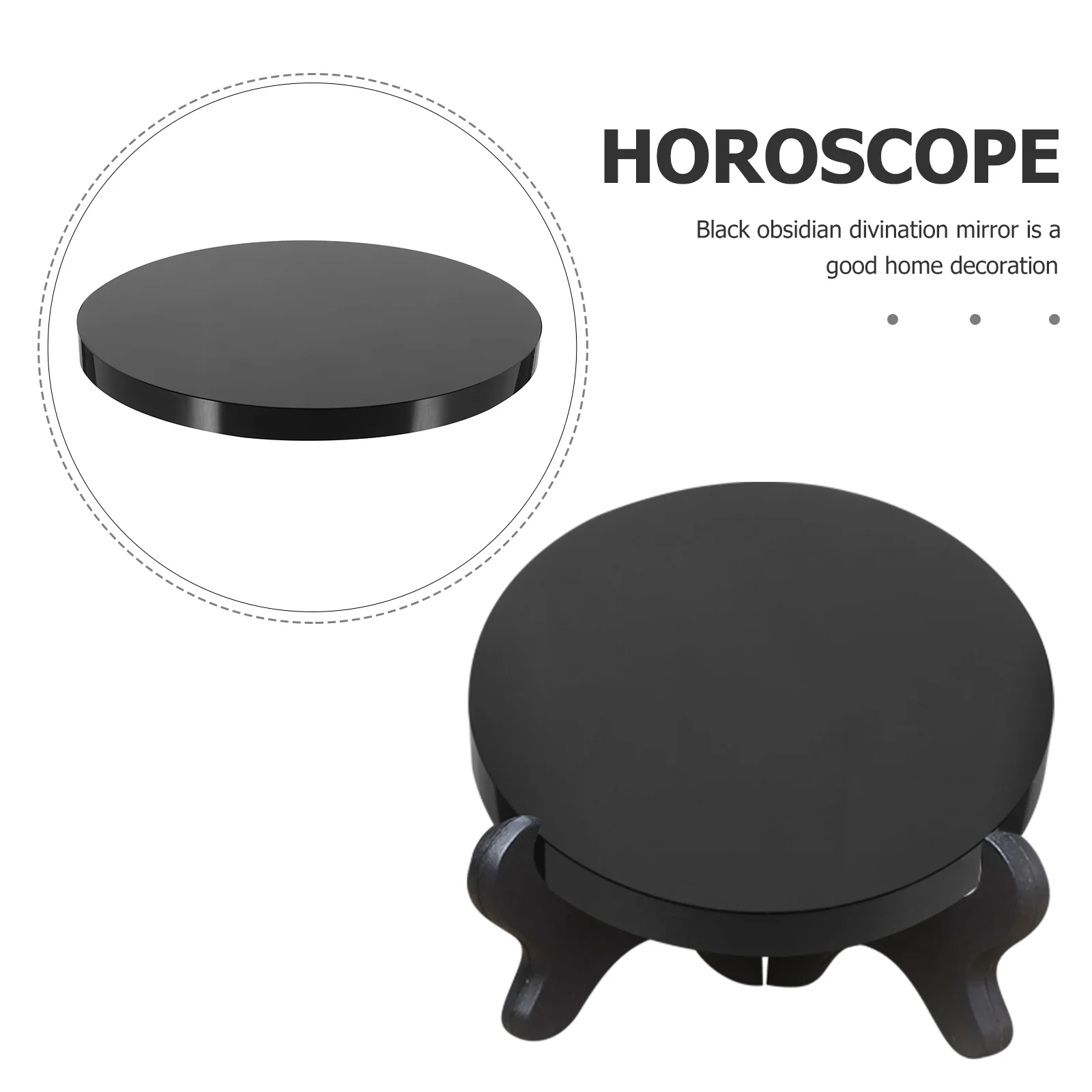 

1pc Black Obsidian Mirror Round Decorative Fengshui Divination Scrying Desktop Decor Stone Plate Modern Table