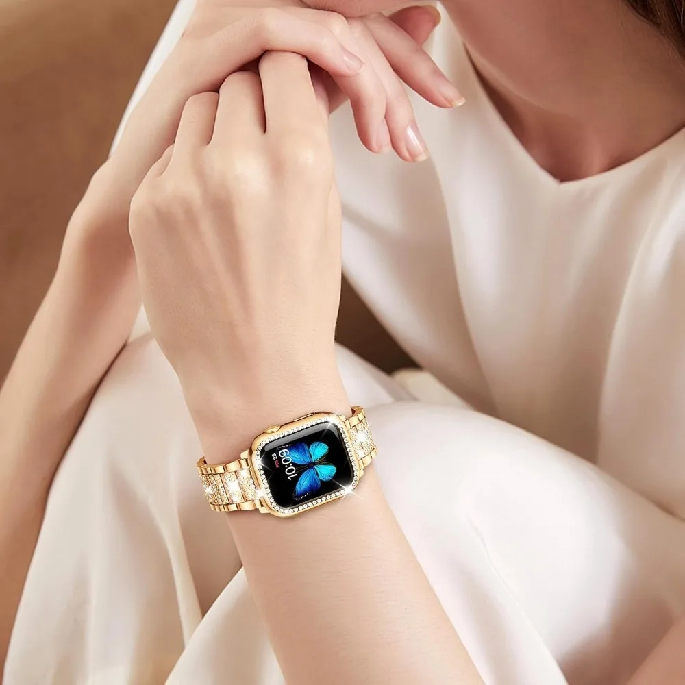 Women Jewelry Bling Diamond Metal Strap For Apple Watch Band 38mm 40mm 41mm 42mm-49mm For iWatch Series SE/9/8/7/6/5/4/3/2/1 image 4