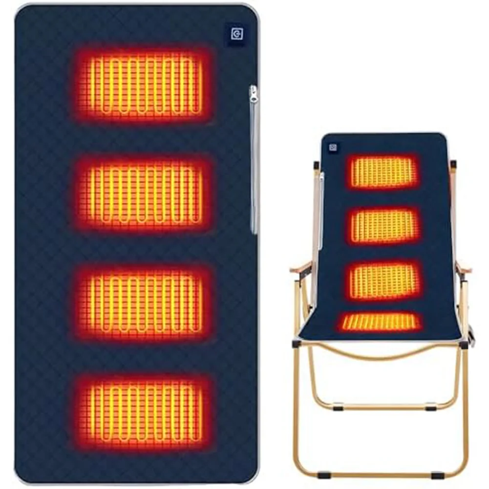 1PCS Smart 5V Heated Seat Pad Four-Zone Heated Areas Camping Chair Heated Mat 3-Speed Adjustment Outdoor Travel Accessories