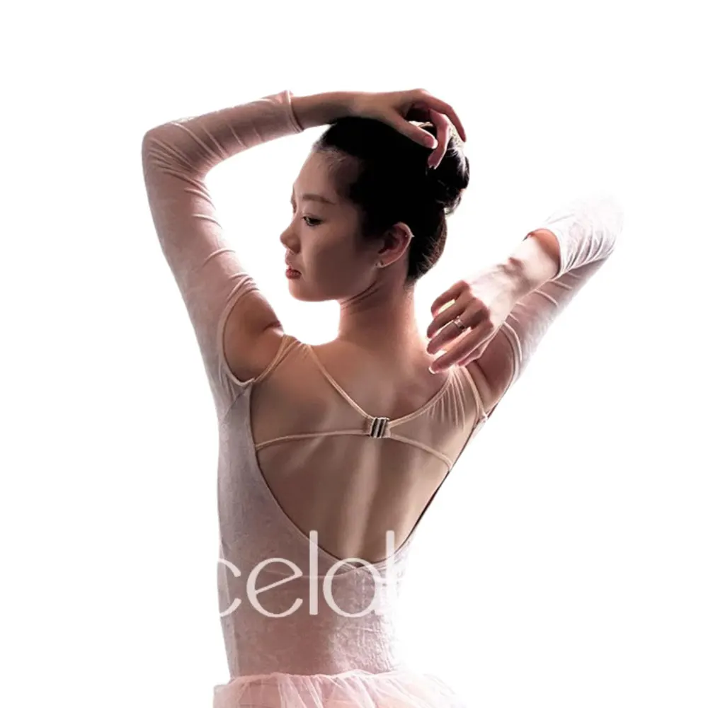 

Ballet Leotard for Women Practice Velvet Print Shoulder Long Sleeve Gymnastics Performance Adult Aerial Yoga Onesuit