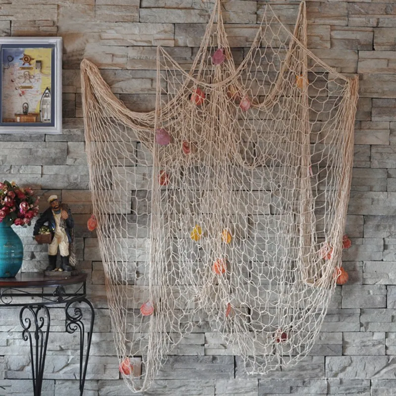 Fishing Net Wall Hangings Shells Ornament Studio Prop Home Decor Mediter Sea Stickers Beach Party Garden Crafts Nautical Pendant