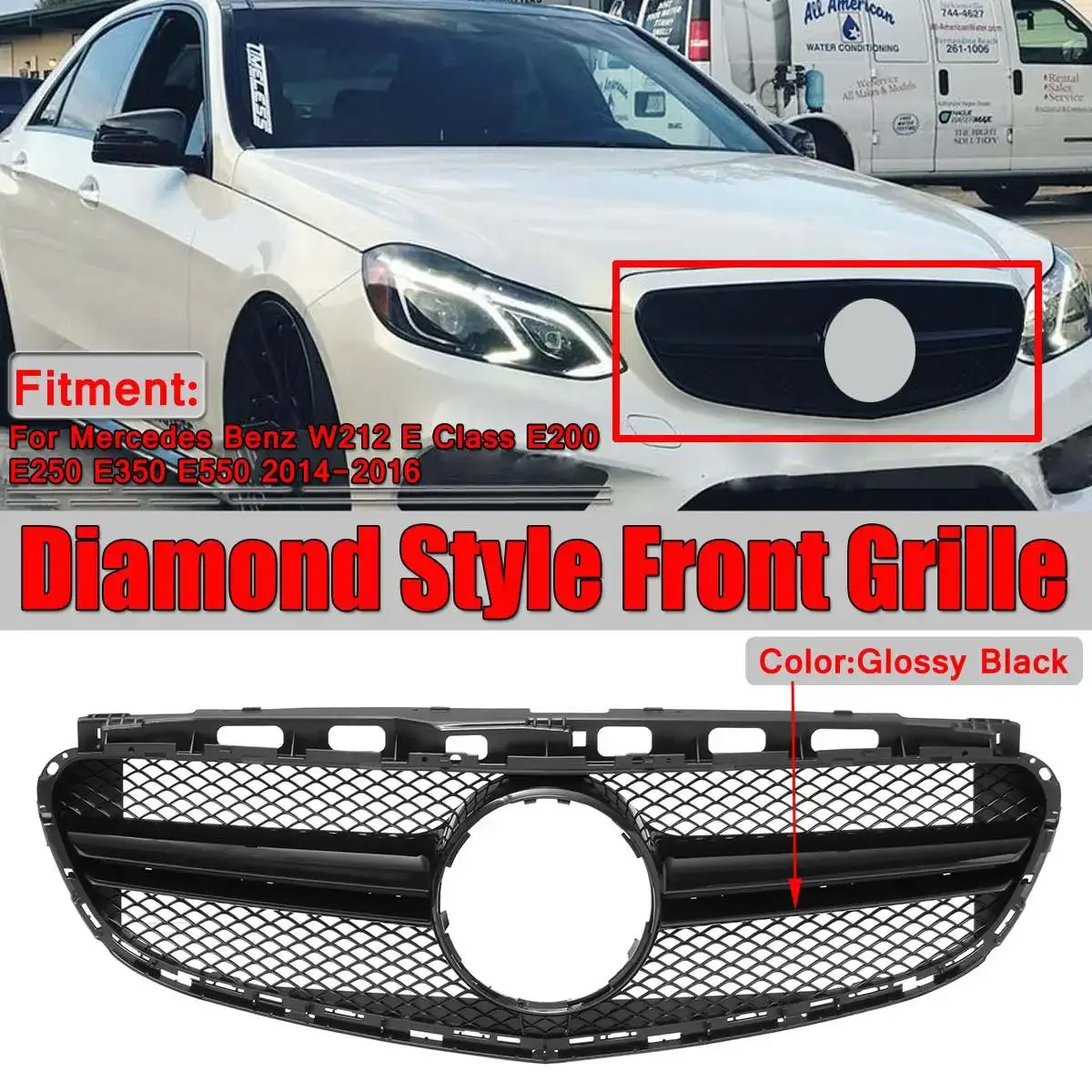 E63 Look Style W212 Grill Diamond Car Front Grill Grille For Mercedes For Benz W212 E Class E200 E250 E350 E550 2014 2015 2016