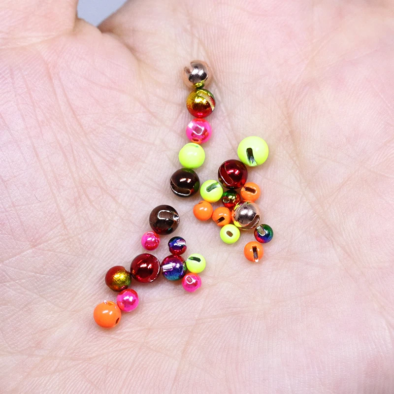 Hot 20pcs/bag colorful slotted tungsten beads 2mm-3mm-4mm sink jig nymphs head bead tying materials for grayling&trout fly tying