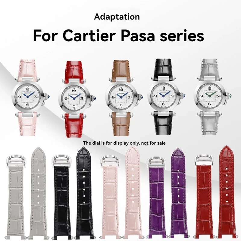 For Cartier Pasha Leather Watchband PASHA WGPA0019 WGPA0010 WGPA0027 W2PA0014 Steel End Link Quick Release Notch Watch Strap
