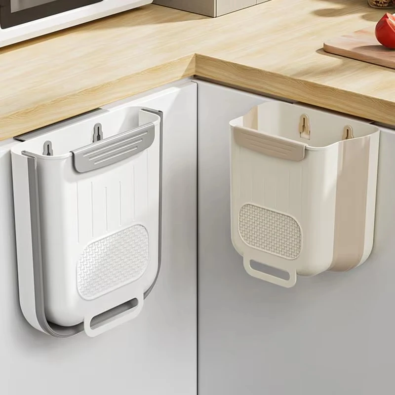 Portable Large Car Waste Bin Foldable Trash Can for Kitchen Hanging Trash Bin Cabinet Door Wall Mounted Garbage Bucket