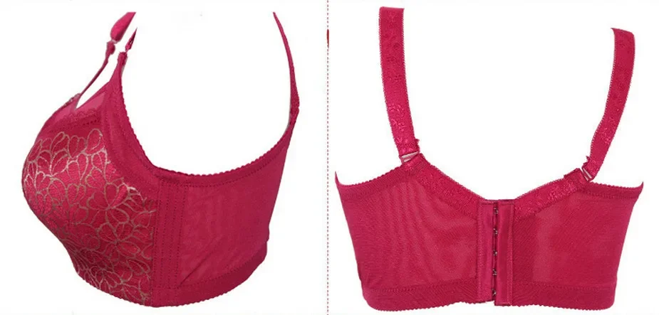 Women Sexy Lace Brassiere  Big Size Push Up Intimates Female Bra Tops Lingerie 85 90 95 100 C D Red Black Blue Super Underwear