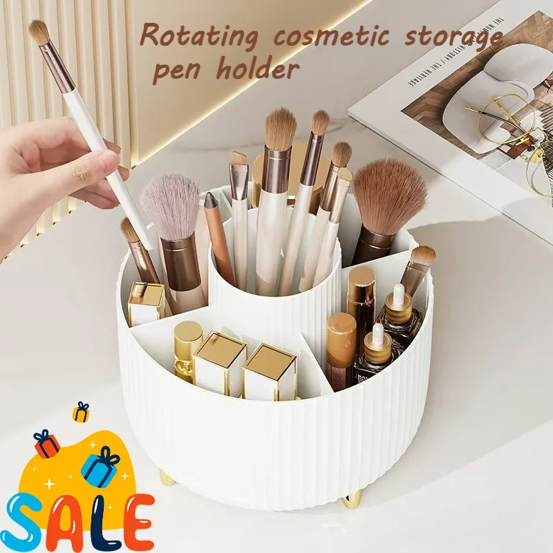 Simple Desktop Style Large Capacity Cosmetics Storage Rack, Dressing Table, Lipstick Makeup Brush, Rotatable Storage Pen Holder