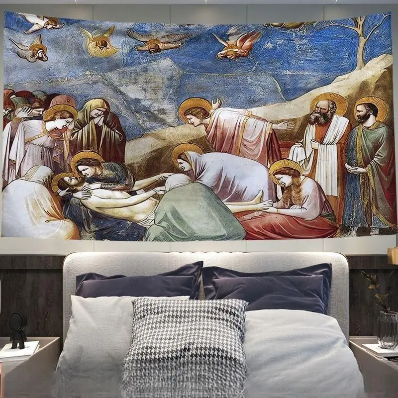 VIKAMA Vintage Classical Figures Horizontal Tapestry Wall Hanging for Room Decor Cozy Retro Aesthetic Unique Home Decor