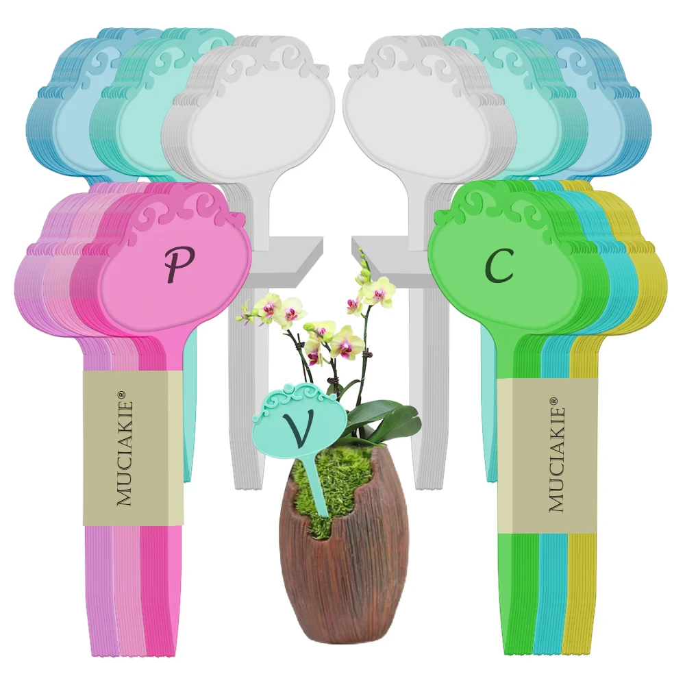 정원 재사용 플라스틱 식물 라벨, 꽃 모양 사인 태그, 방수 마커, 기록판 화분에 심은 말뚝, 9-36 개, 160x67mm