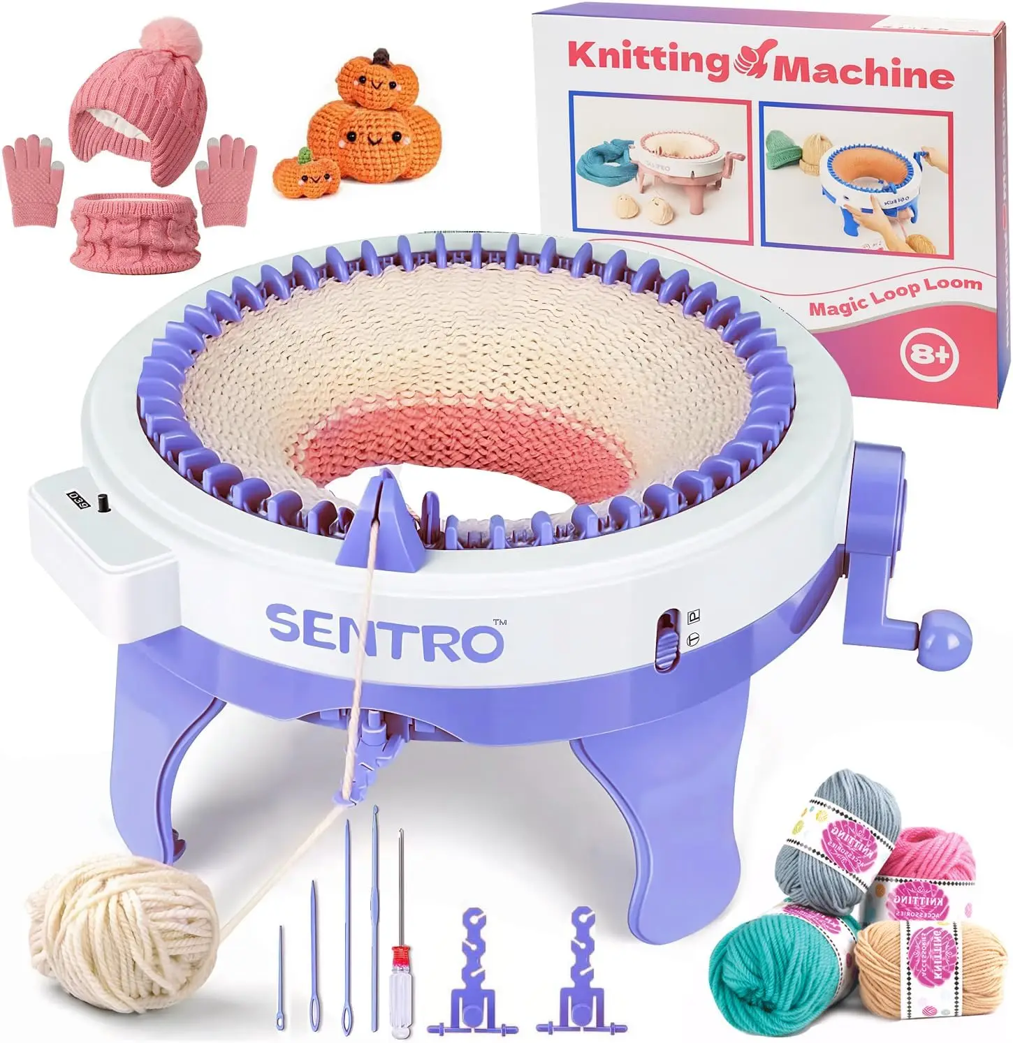 48-Needle Smart Knitting Machine with Row Counter, Rotating Double Loom for Adults & Beginners