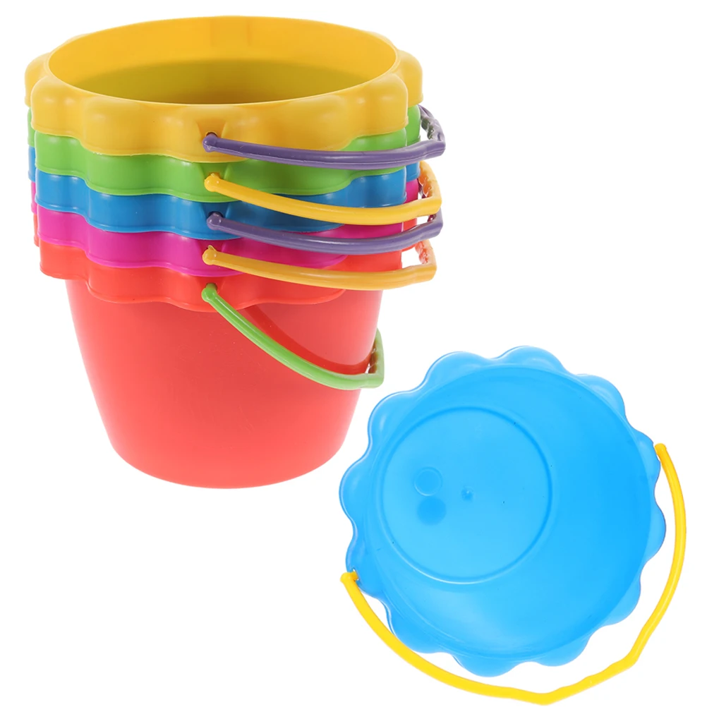 Seau à sable de plage, petite bac à sable, jouets en plastique pour enfants, jeu Portable, multi-usages, amusant, couleur aléatoire, 6 pièces
