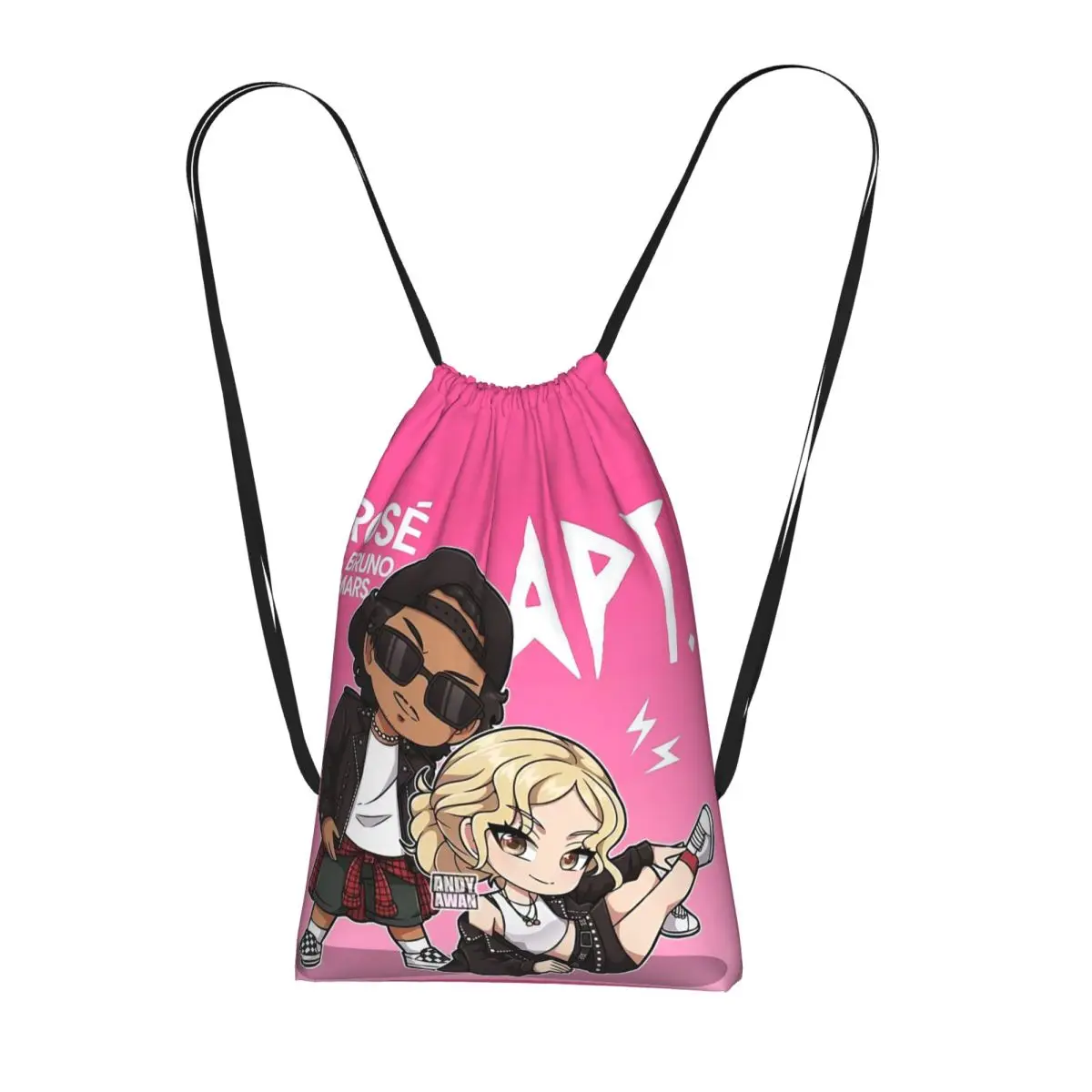 APT ROSE Bruno Mars Drawstring Backpack Sports Gym Bag Portable Travel Drawstring Bag for Men Women